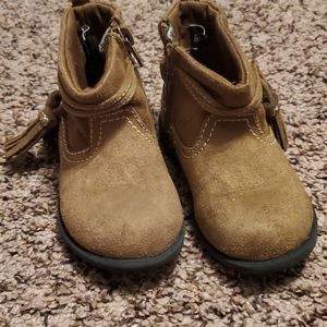 Brown slightly worn toddler boots